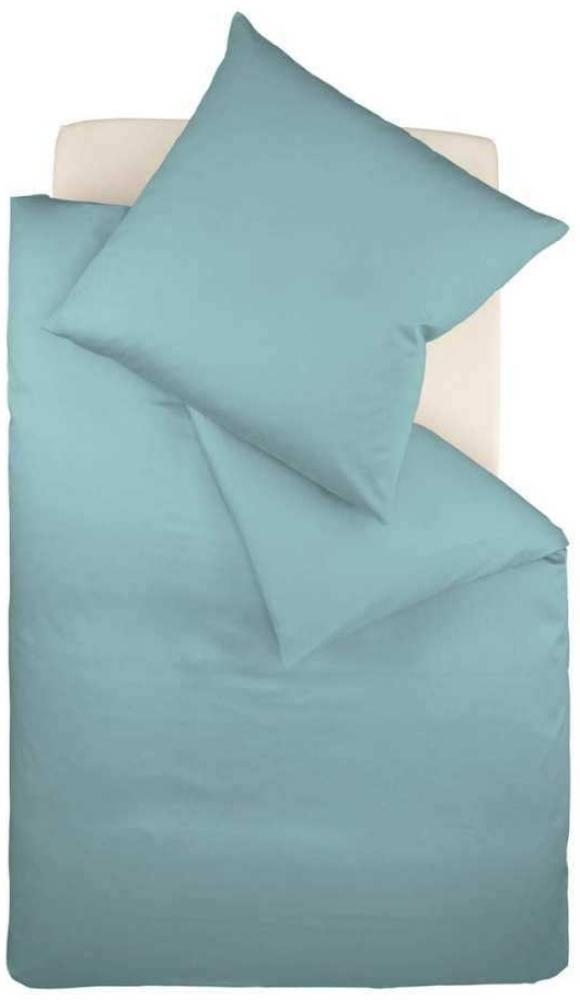 fleuresse Satin Bettwäsche Colours 200x220 cm + 2 Stk. 80x80 cm Aqua Bild 1