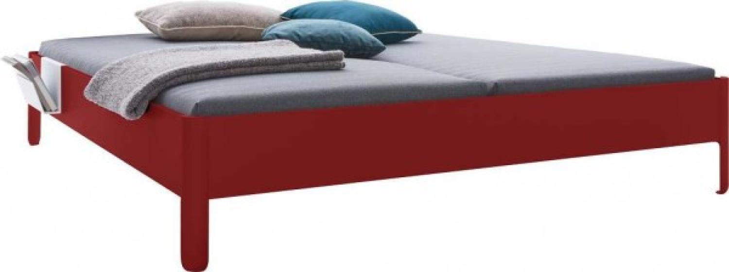 NAIT Doppelbett farbig lackiert Karmesinrot 160 x 210cm Ohne Kopfteil Bild 1