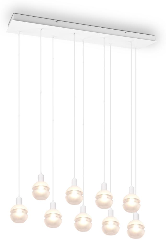 LED Pendelleuchte Industrial 9 flammig Weiß mit Milchglas, Breite 102cm Bild 1