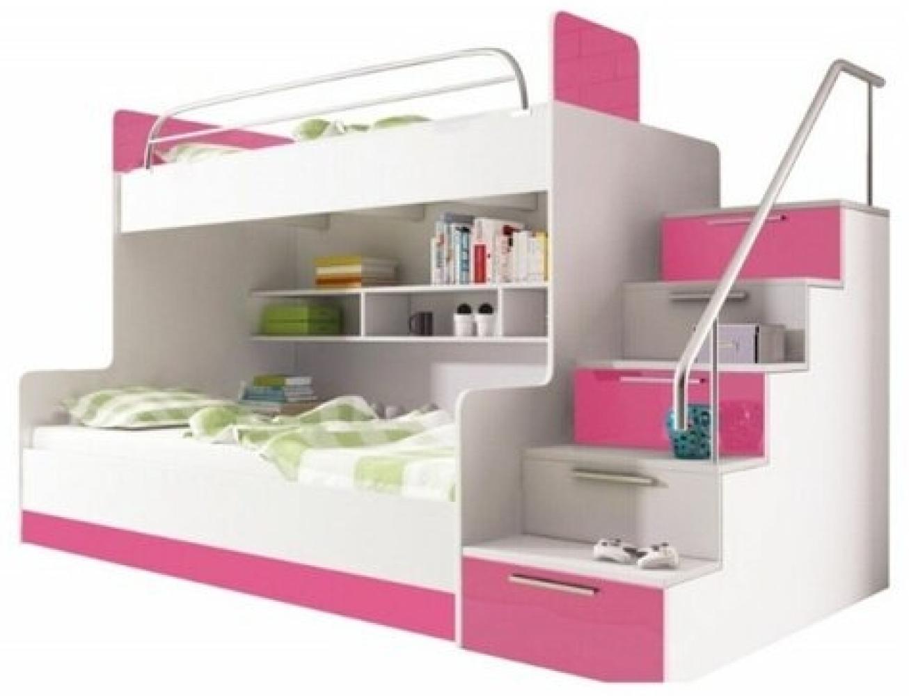 Etagen Bett Kinderzimmer Betten Hochbett Doppelstockbett Hochglanz Möbel Rosa Bild 1