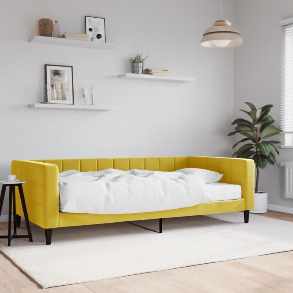 Tagesbett mit Matratze Gelb 100x200 cm Samt (Farbe: Gelb) Bild 1
