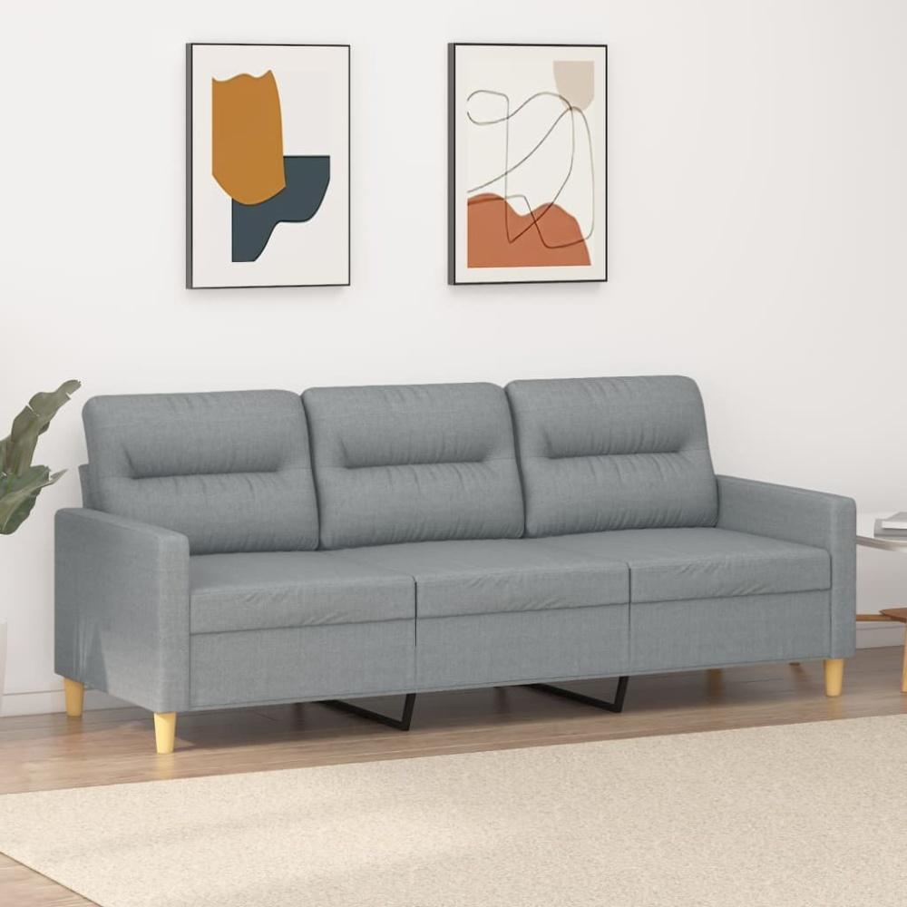 vidaXL 3-Sitzer-Sofa Hellgrau 180 cm Stoff Bild 1