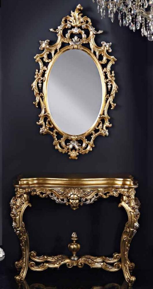 Casa Padrino Luxus Barock Spiegelkonsole Gold / Silber - Prunkvolle Barock Konsole mit Wandspiegel - Barock Hotel & Schloß Möbel - Luxus Qualität - Made in Italy Bild 1