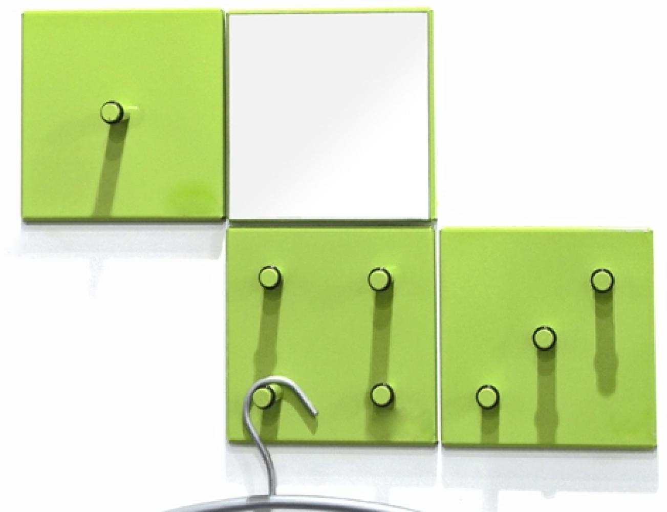 Garderobenhaken >Domino< in grün aus Metall, Spiegelglas - 15x15x6cm (BxHxT) Bild 1