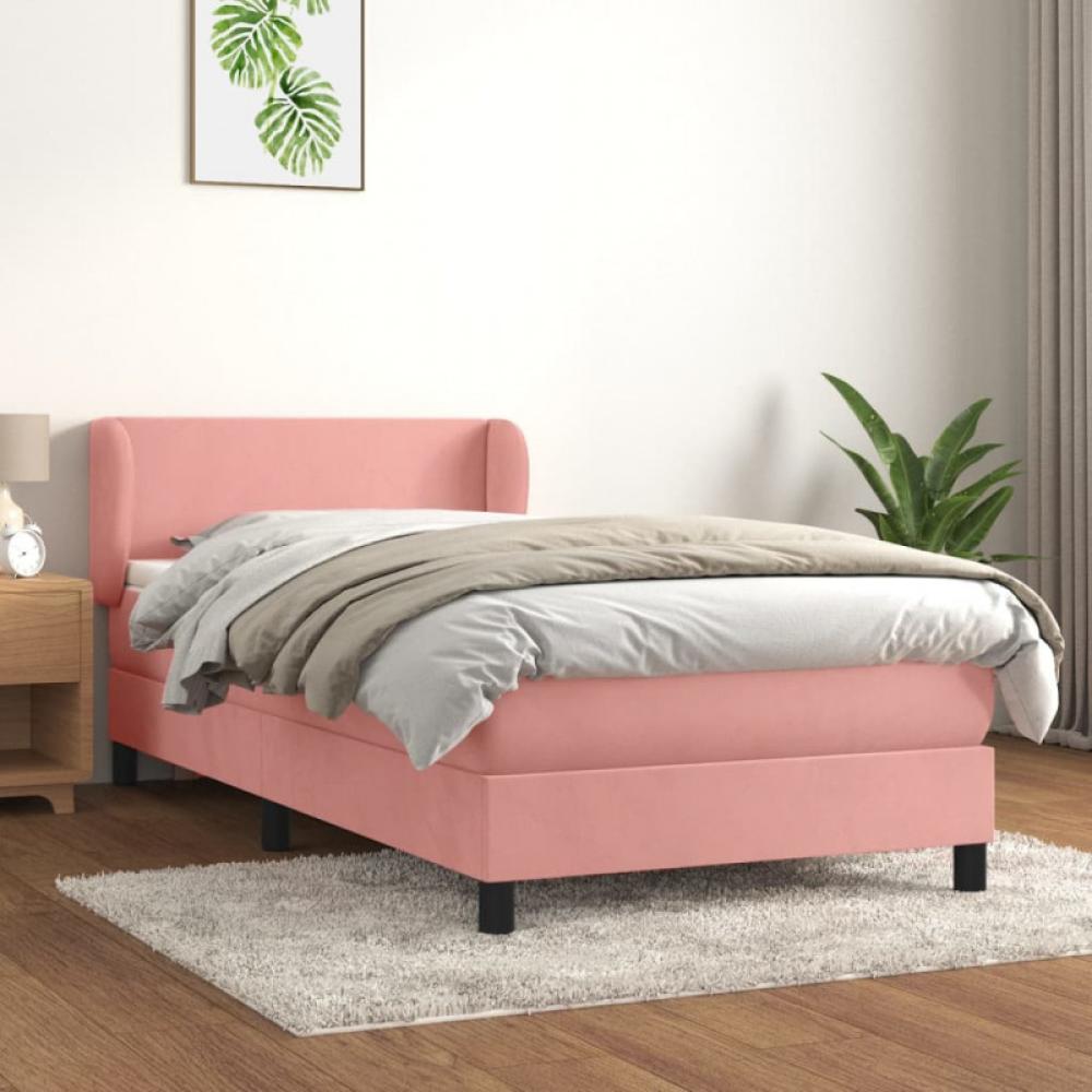 vidaXL Boxspringbett mit Matratze Rosa 90x190 cm Samt 3127348 Bild 1