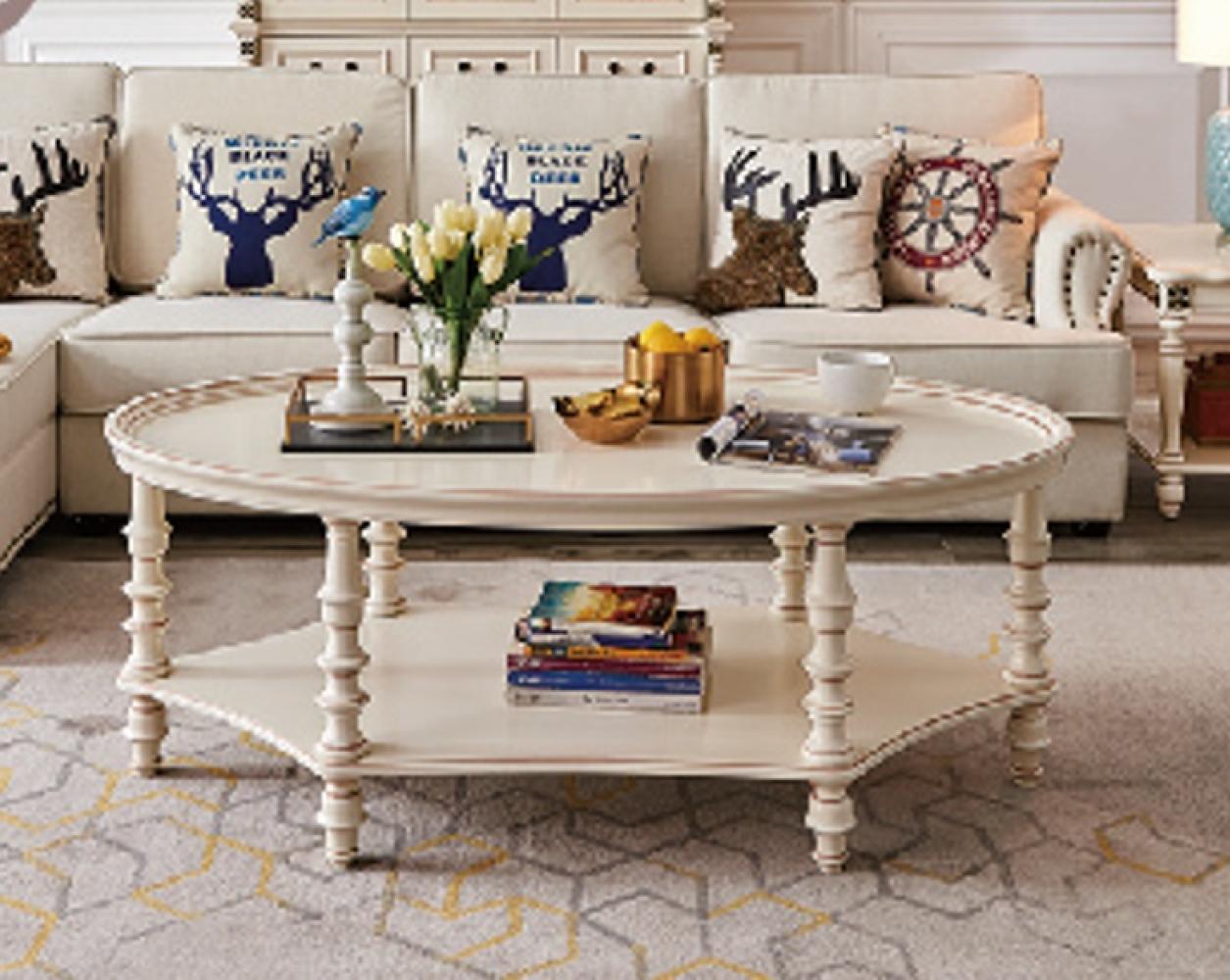 Ovaler Couchtisch Wohnzimmer Design Luxus Beistelltisch Holz Tisch Bild 1