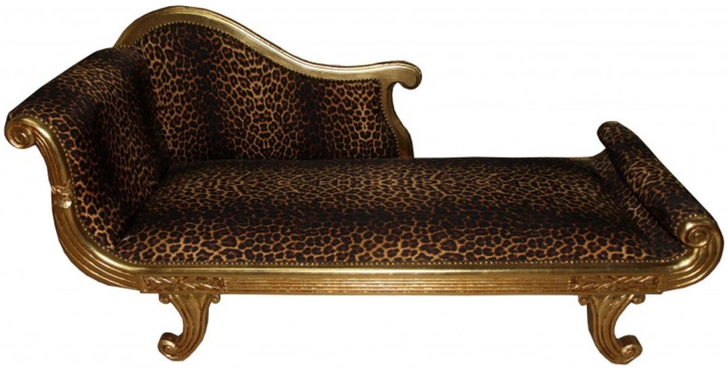 Casa Padrino Barock Chaiselongue Modell XXL Leopard / Gold- Antik Stil Bild 1