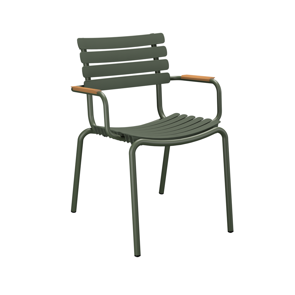 HOUE ReCLIPS Stuhl mit Armlehne Aluminiumgestell Bambus Olive green Bild 1