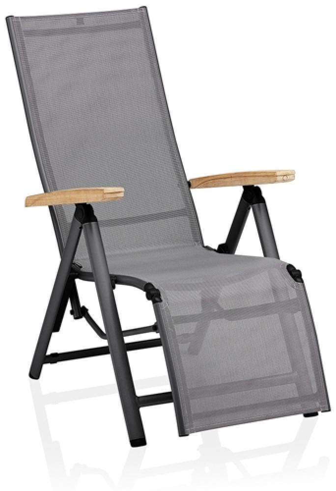 Kettler Cirrus Relaxsessel Aluminium/Outdoorgewebe Teak Armlehnen Anthrazit Bild 1