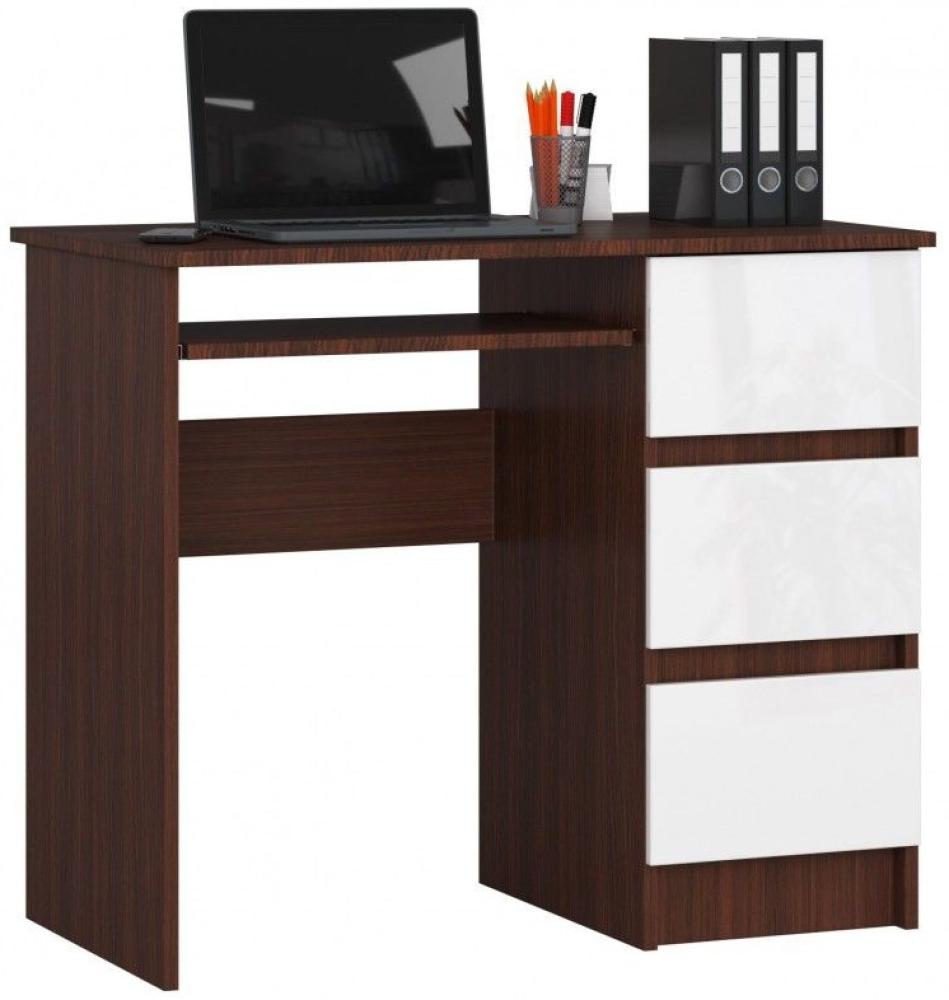 Schreibtisch Bürotisch Tisch A600 90x55x78 cm Wenge-Weiss Ausführung Rechts Bild 1