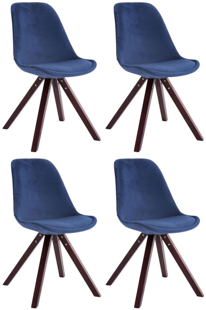 4er Set Stühle Toulouse Samt Square Cappuccino blau Bild 1