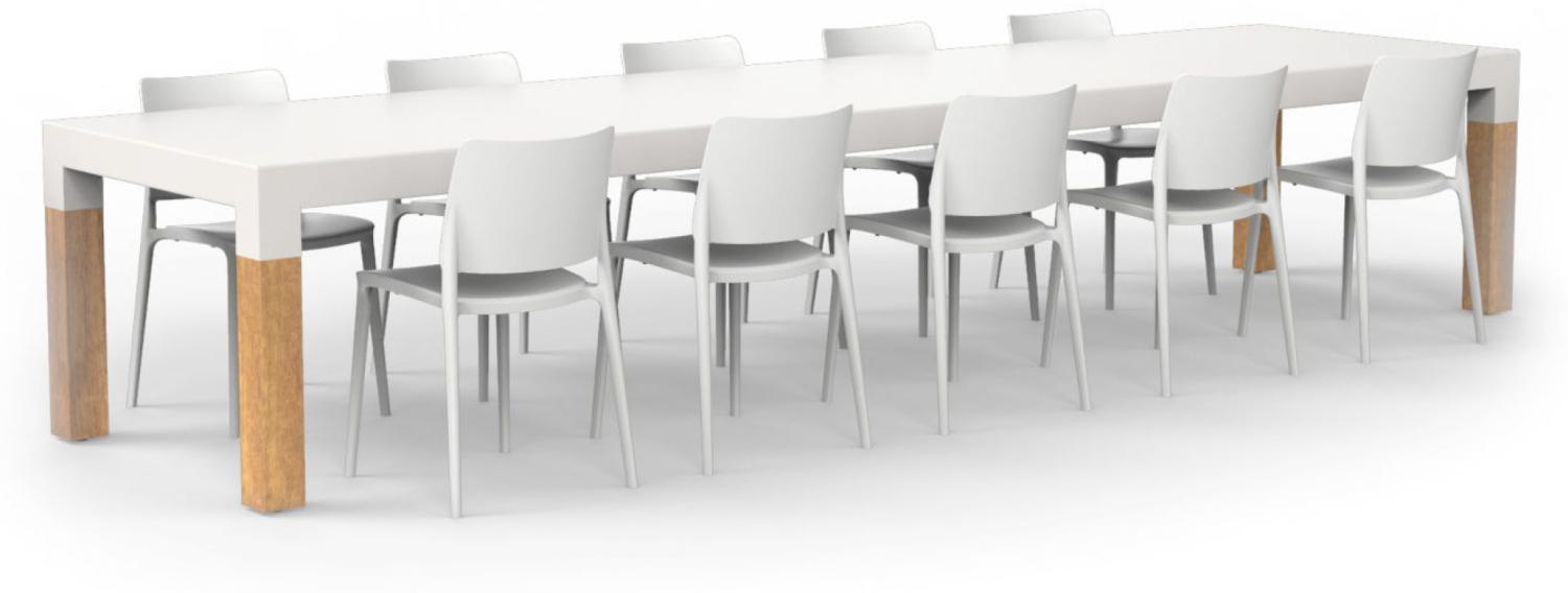 One To Sit 11-teilige Sitzgruppe Sera Borra Aluminium weiß/Eiche 400x100 cm Bild 1