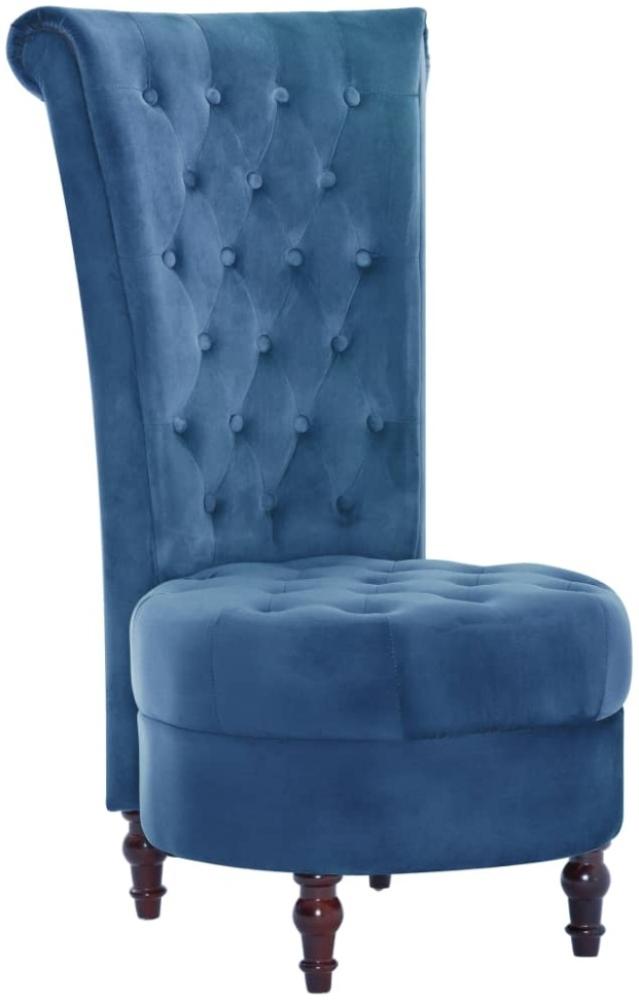 Stuhl mit hoher Rückenlehne Blau Samt Bild 1