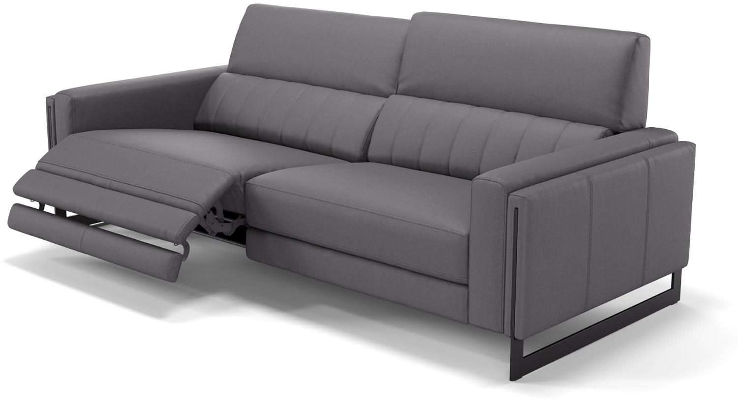 Sofanella 3-Sitzer MARA Leder Sofa Sofagarnitur in Grau M: 232 Breite x 101 Tiefe Bild 1