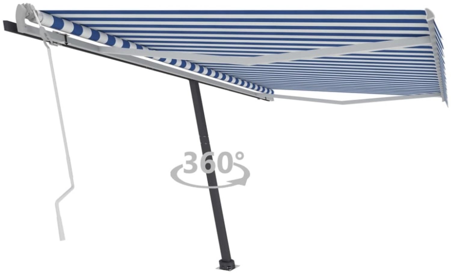 Standmarkise Einziehbar Handbetrieben 450x350 cm Blau/Weiß Bild 1