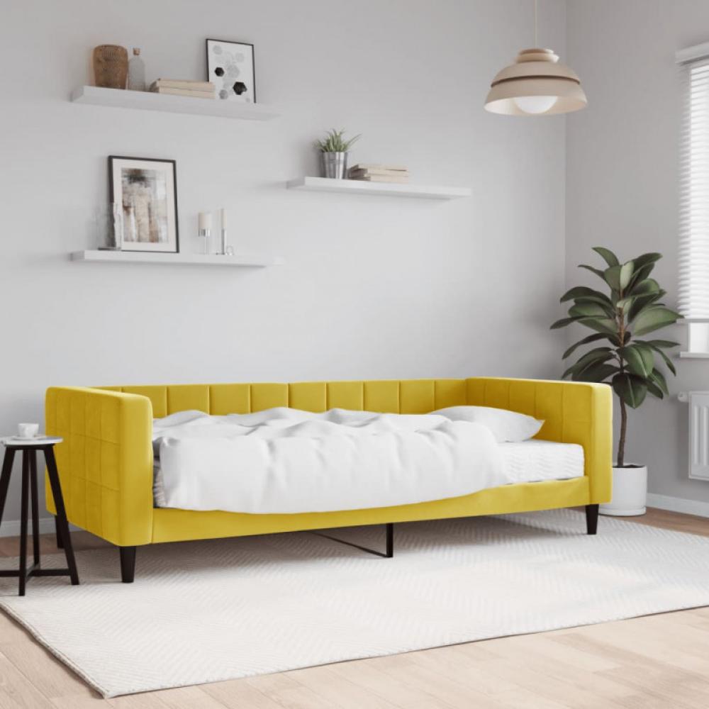 Tagesbett mit Matratze Gelb 90x200 cm Samt (Farbe: Gelb) Bild 1