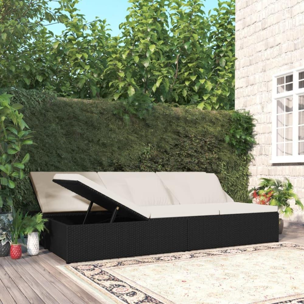 vidaXL Sonnenliege mit Auflagen Poly Rattan Schwarz 317238 Bild 1