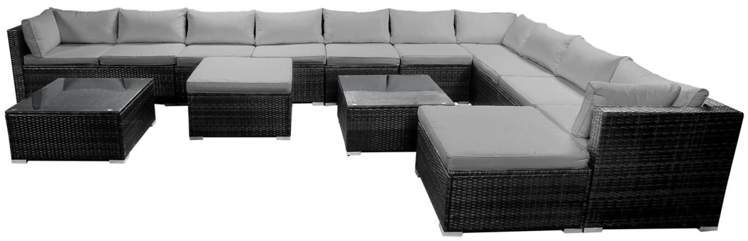 BRAST Gartenmöbel Lounge Sofa Couch Set Dreams Schwarz Poly-Rattan für 11 Personen Bild 1