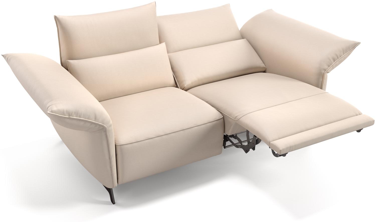 Sofanella Zweisitzer CUNEO Designercouch Leder Sofa in Creme Bild 1