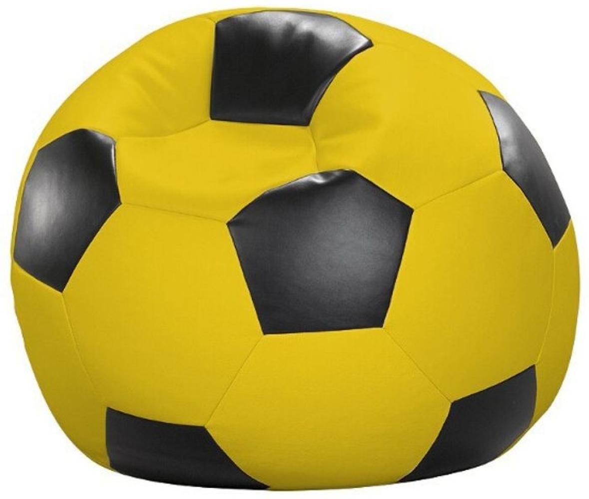 Sitzsack Sitzkissen FUSSBALL gelb-schwarz Kunstleder 90 x 90 x 90 cm Bild 1