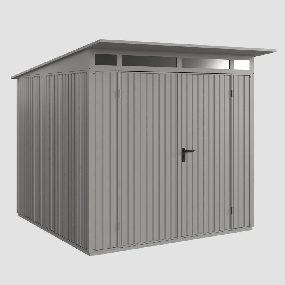 Hörmann Ecostar Aktionsangebot Metall-Gerätehaus Trend mit Pultdach Typ 2, 238 x 238 cm , graualuminium, 5,7 m²,2-flüglige Tür Bild 1