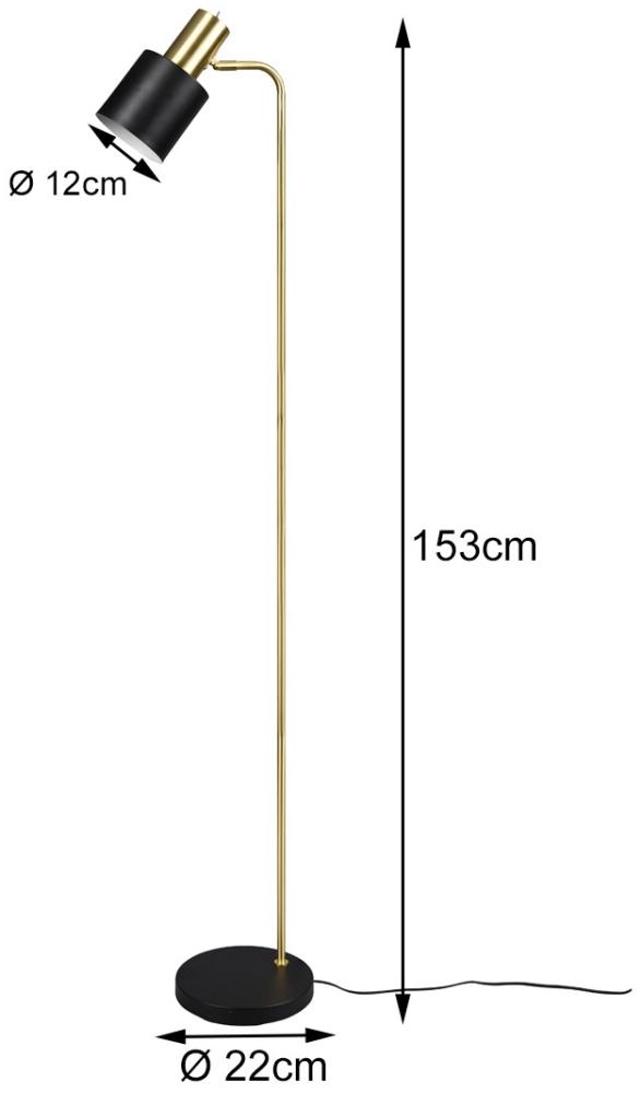 Stehleuchte ADAM Gold & Metallschirm Schwarz Höhe 154cm Bild 1