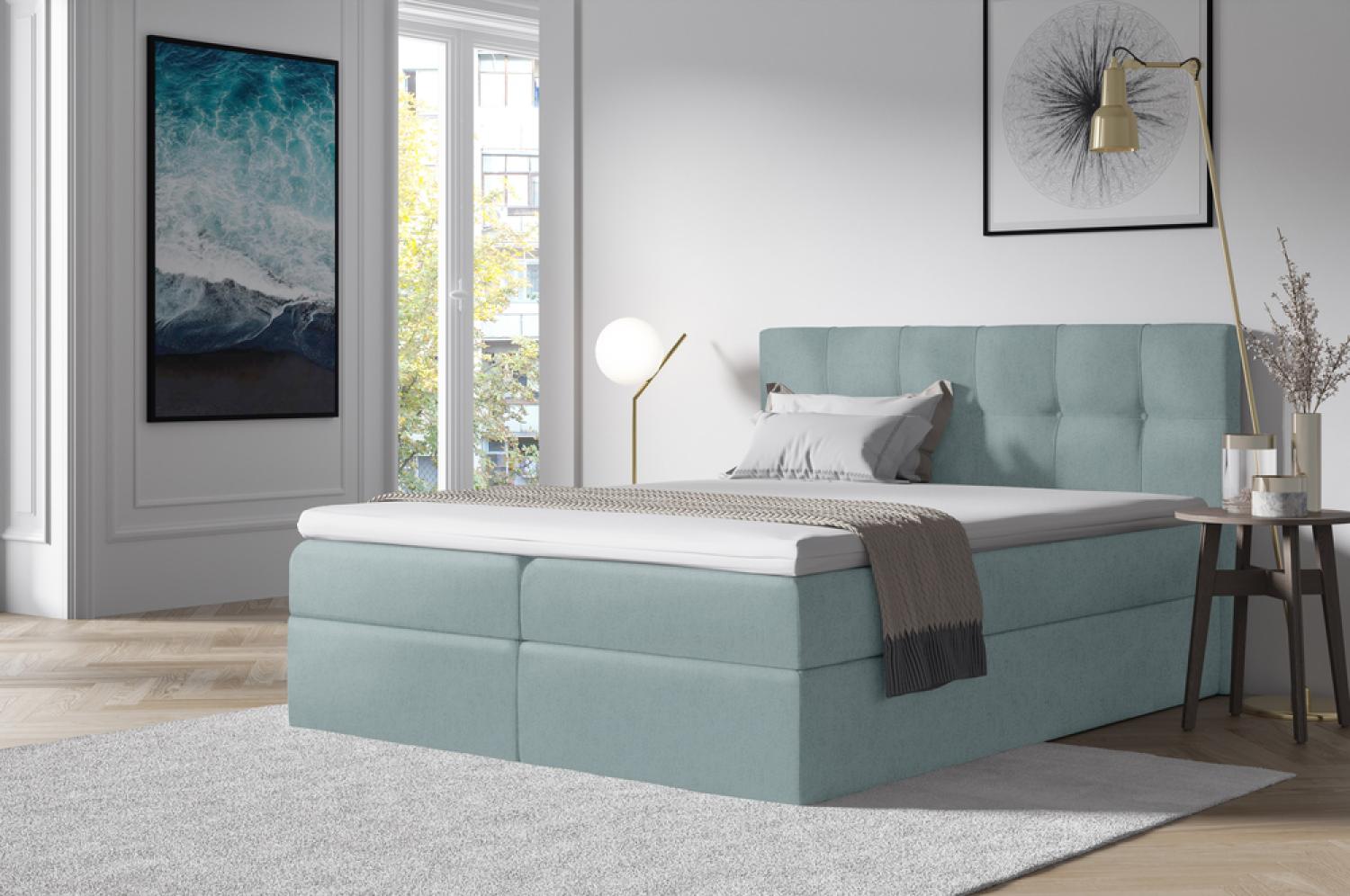 Stylefy 'Cesar' Boxspringbett Velours Silber 140 x 200 cm Bild 1