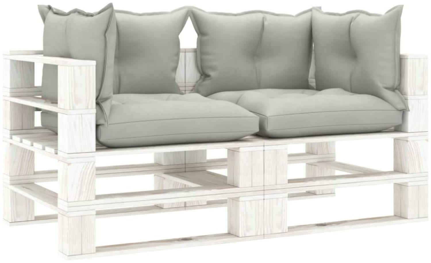 Garten-Palettensofa 2-Sitzer mit Taupe-Kissen Holz Bild 1