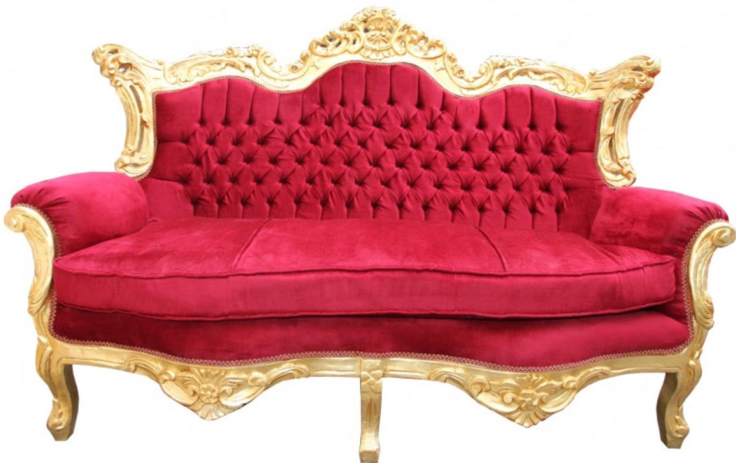 Casa Padrino Barock 2er Sofa Master Bordeaux Rot / Gold Mod2 - Wohnzimmer Möbel Loung Couch Bild 1