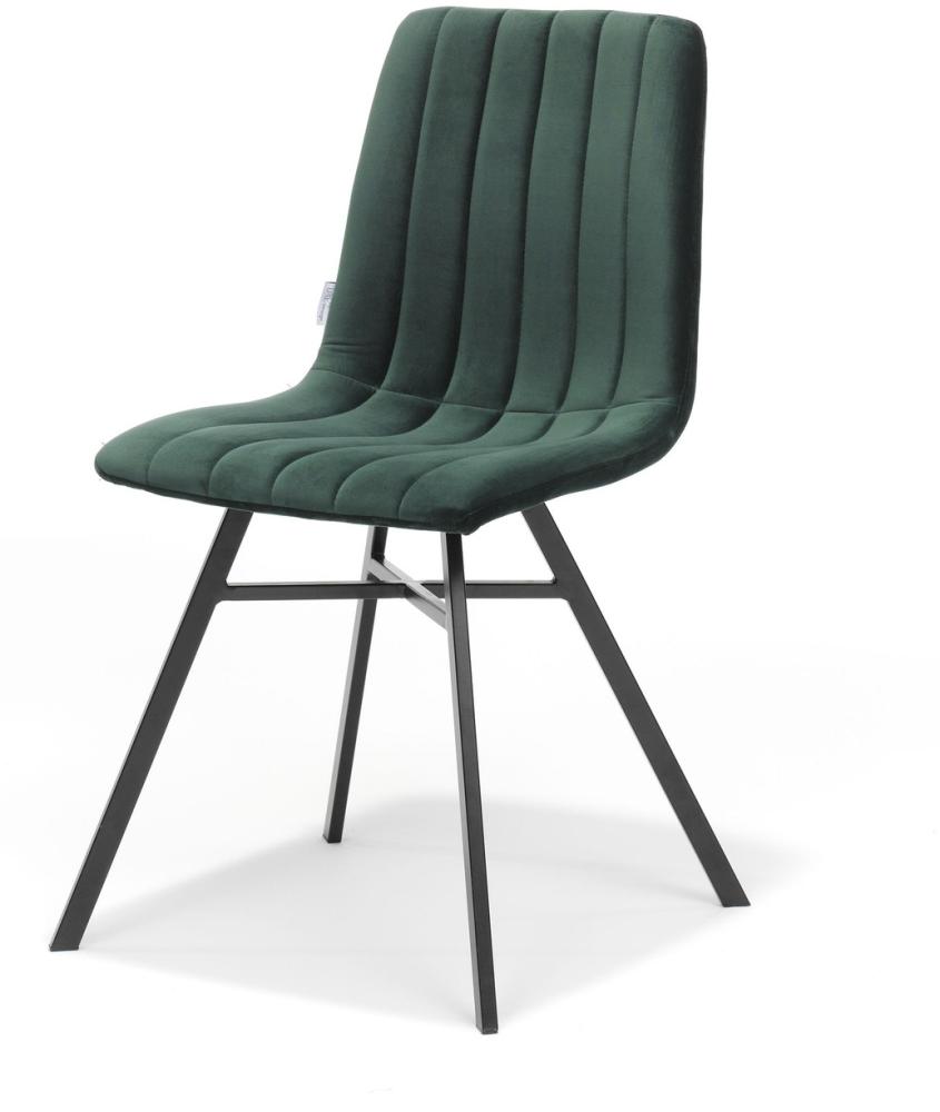 Dex Stuhl mit Stoff Velours Grün und Fußgestell Metall Schwarz Bild 1