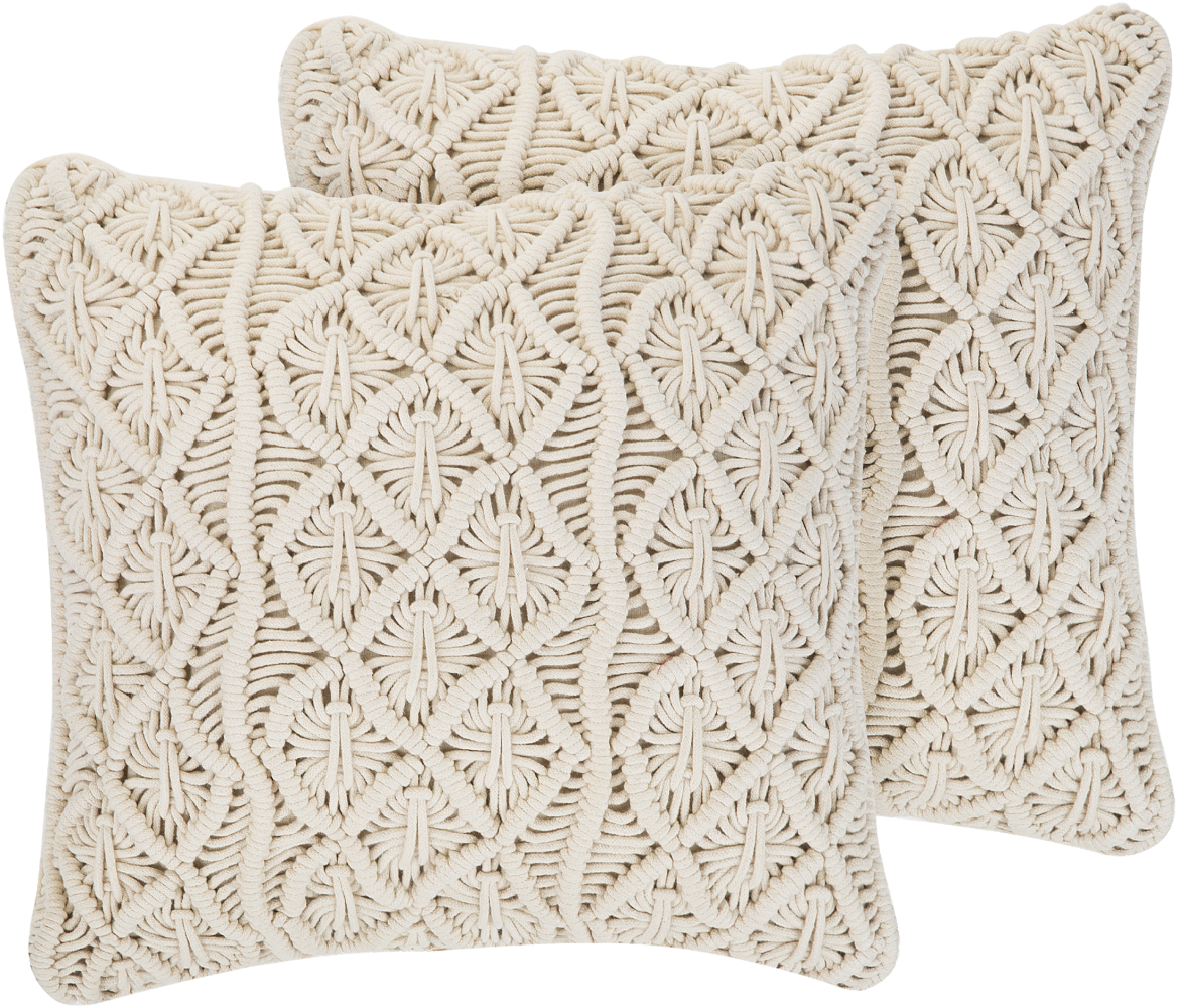 Dekokissen Strickmuster helles Beige 45 x 45 cm 2er Set GOREME Bild 1