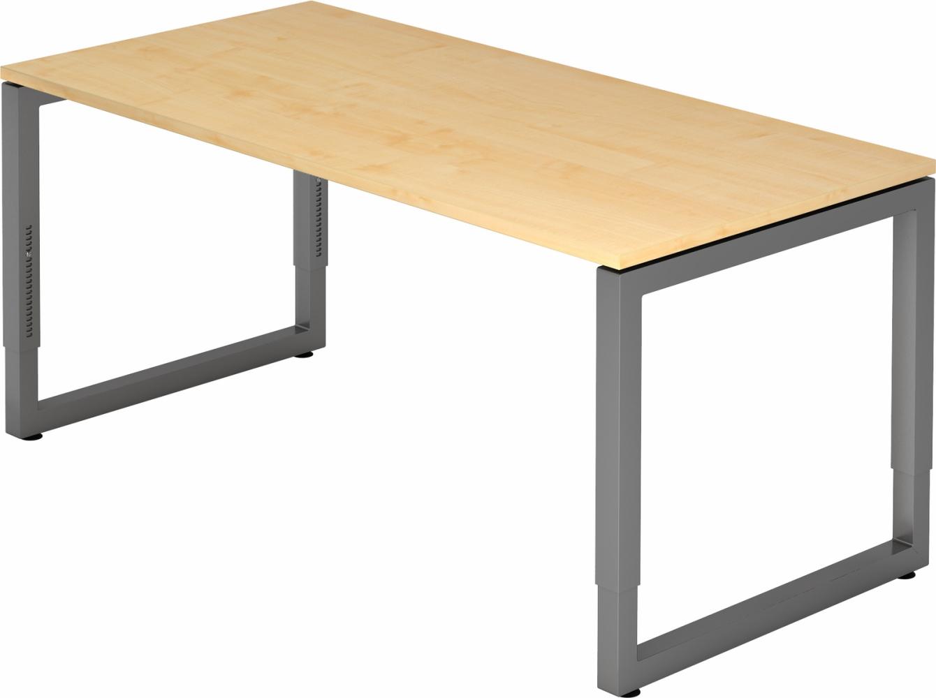 bümö® Schreibtisch R-Serie höhenverstellbar, Tischplatte 160 x 80 cm in Ahorn, Gestell in graphit Bild 1