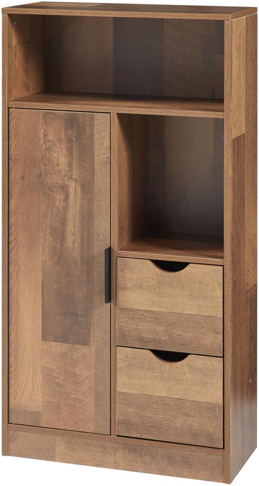 Badezimmerschrank Namsskogan 100x50x25cm Walnussoptik [en. casa] Bild 1