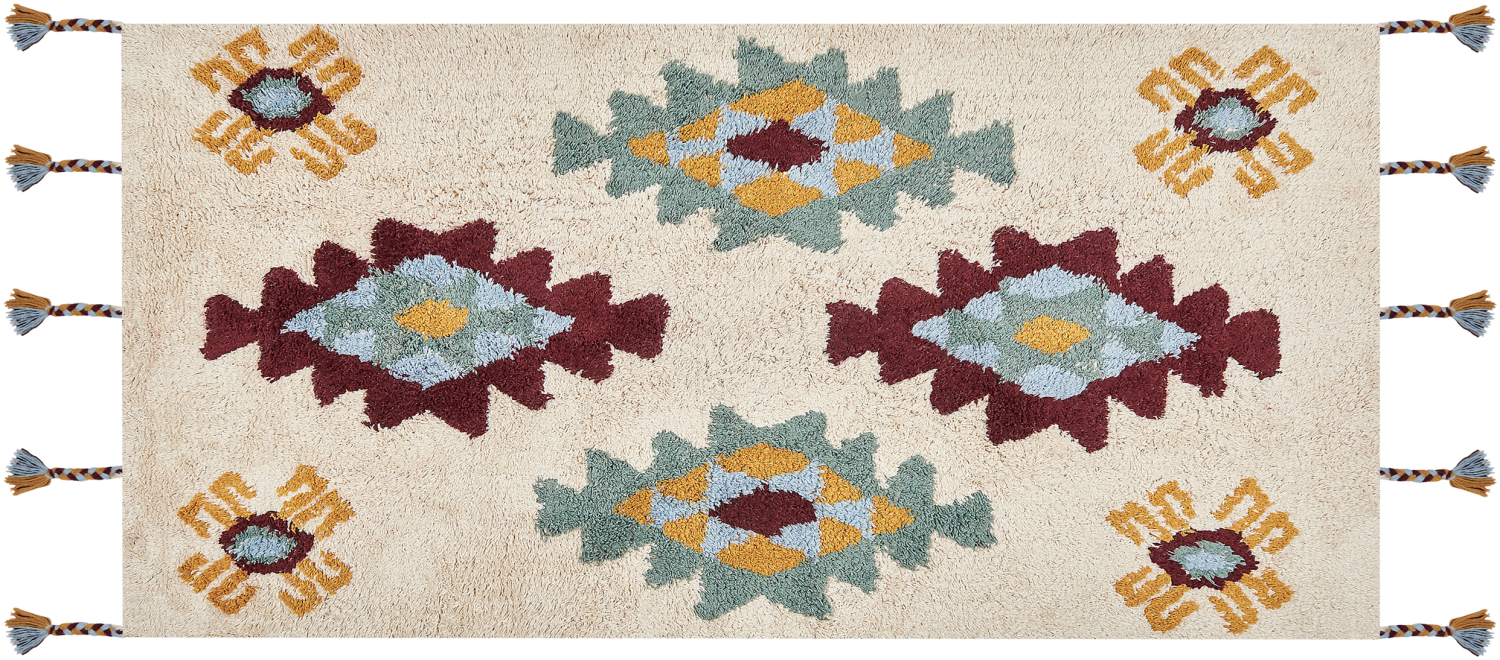 Teppich Baumwolle mehrfarbig 80 x 150 cm geometrisches Muster DUZCE Bild 1