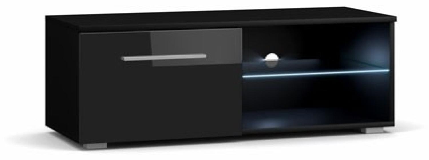 Lowboard "Moon" TV-Unterschrank 100 cm schwarz Hochglanz inkl. LED Bild 1