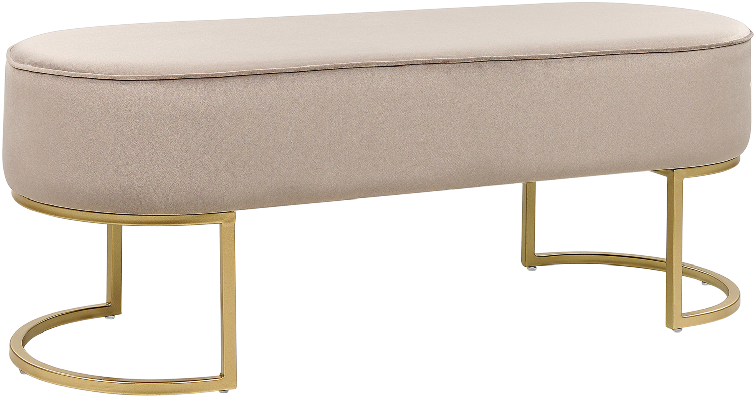 Bettbank Samtstoff beige goldenes Gestell 104 cm MILRY± Bild 1