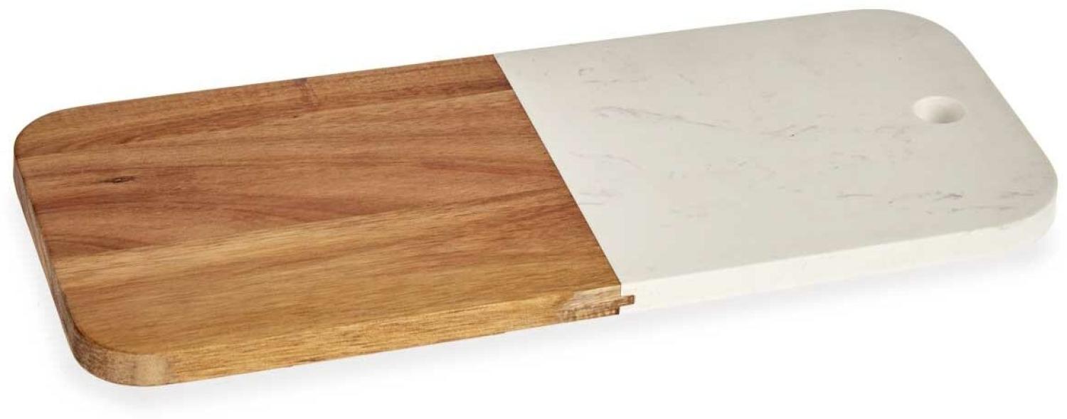 Schneidebrett Braun Weiß Akazienholz Marmor (18 x 1,5 x 38 cm) Bild 1