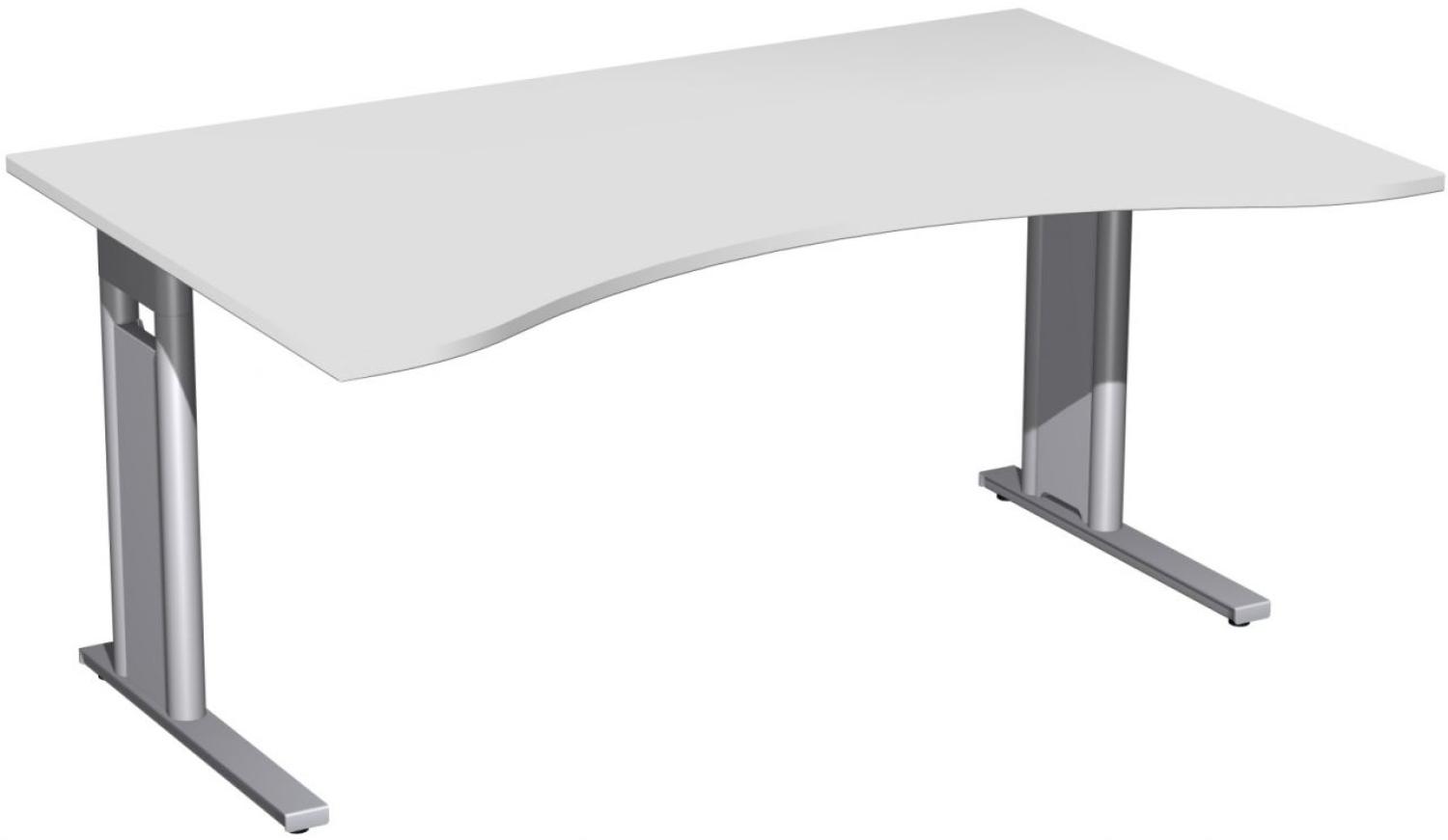 Schreibtisch 'C Fuß Pro' Ergonomieform, feste Höhe 160x100cm, Lichtgrau / Silber Bild 1