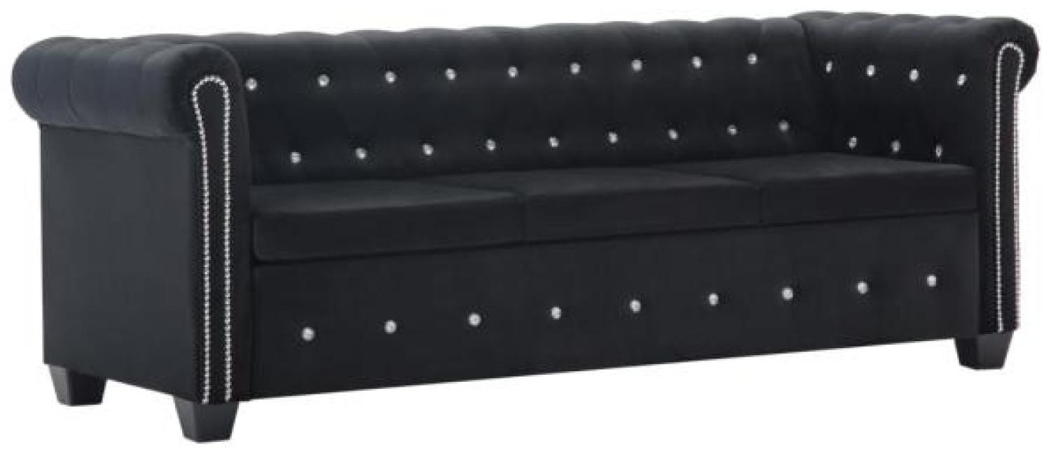 vidaXL Chesterfield Sofa 3-Sitzer Samtbezug 199x75x72cm Schwarz Bild 1