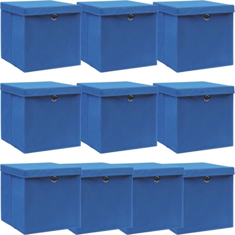 Aufbewahrungsboxen mit Deckel 10 Stk. Blau 32×32×32 cm Stoff Bild 1