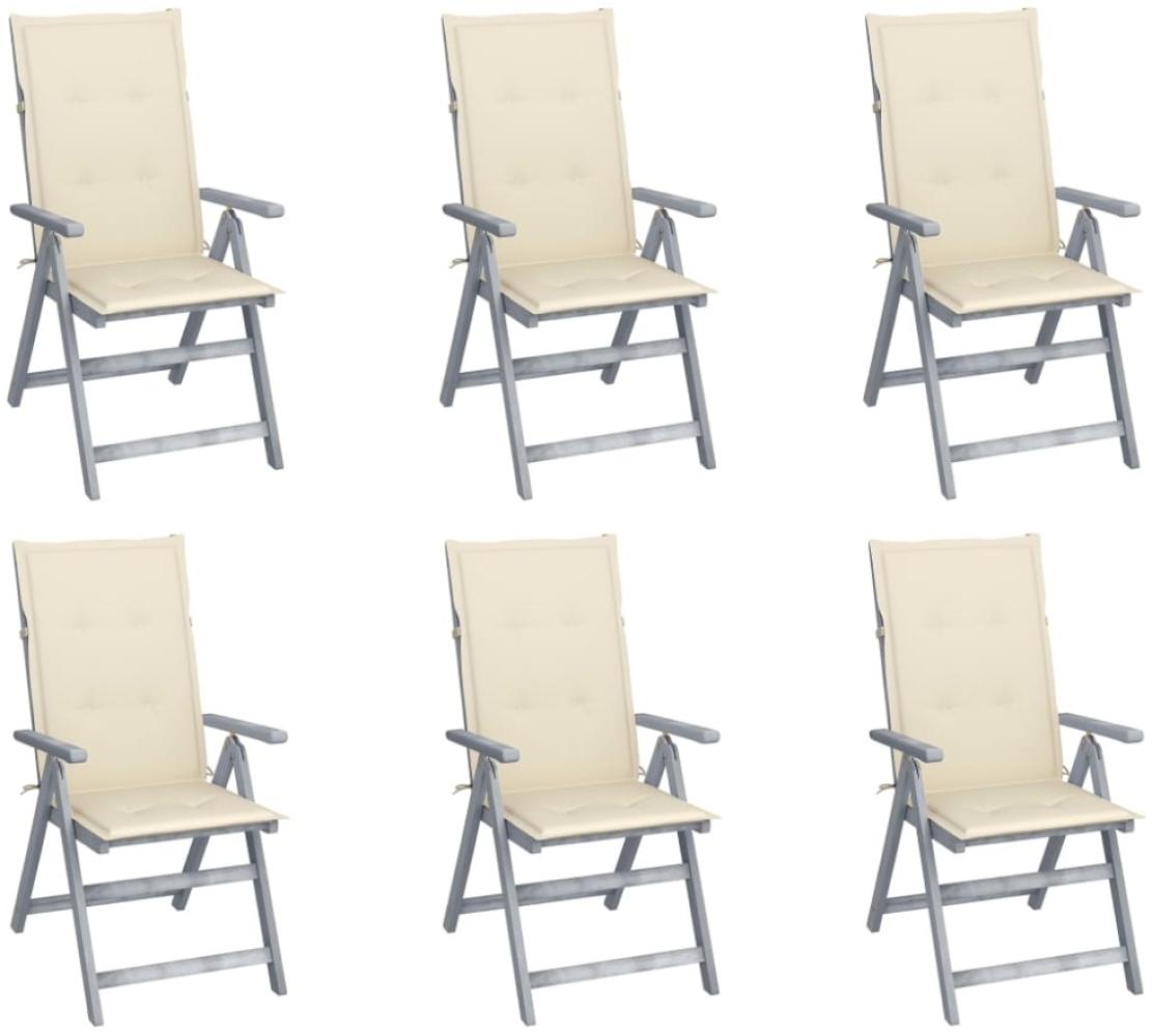 vidaXL Verstellbare Gartenstühle 6 Stk. mit Auflagen Massivholz Akazie Bild 1