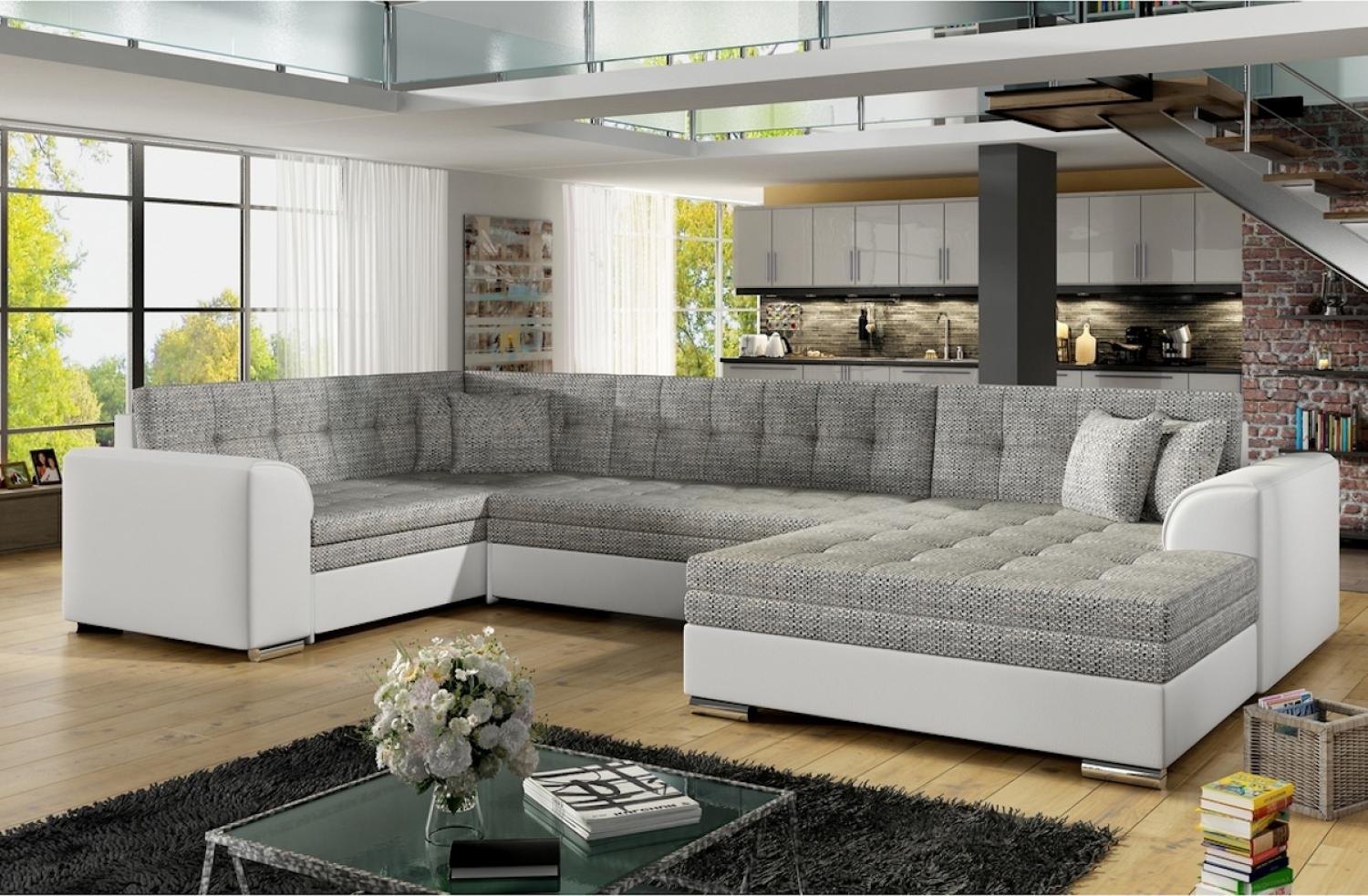 Ausziehbares Sofa DARINA, U-Form, 340x73x190, berlin 01/soft 17, recht Bild 1