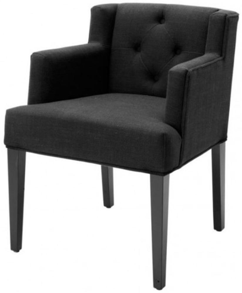 Casa Padrino Luxus Stuhl mit Armlehne Schwarz - Hotel Möbel Bild 1