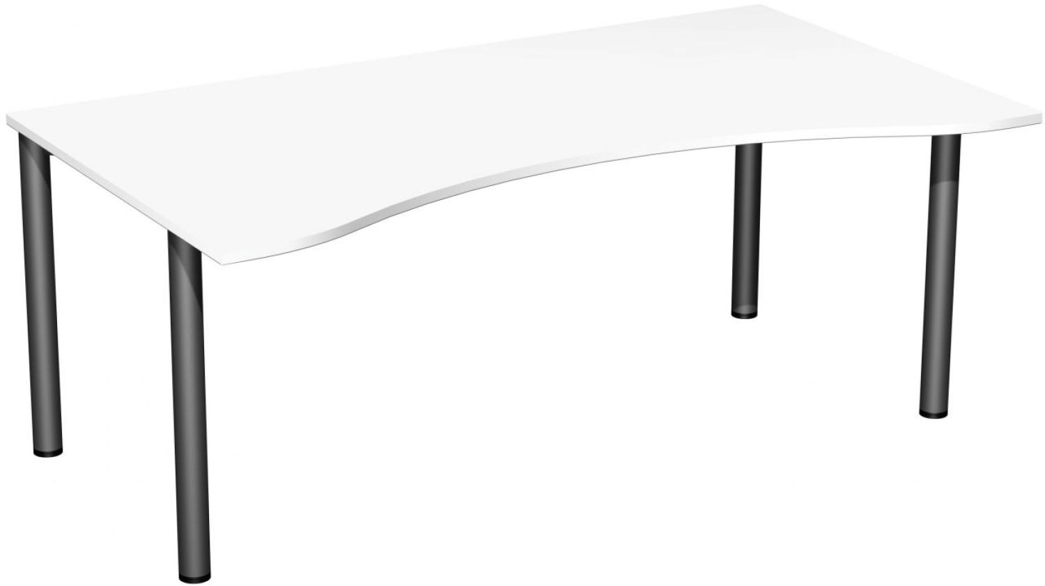 Schreibtisch '4 Fuß Flex', feste Höhe 180x100cm, Weiß / Anthrazit Bild 1