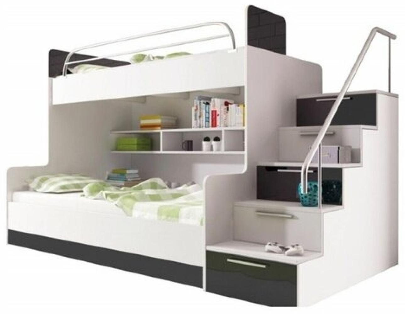 Schwarz Doppelstockbett Etagen Bett Kinderzimmer Betten Hochbett Hochglanz Möbel Bild 1