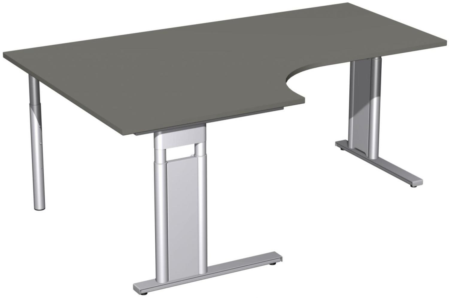 PC-Schreibtisch links, höhenverstellbar, 180x120cm, Graphit / Silber Bild 1