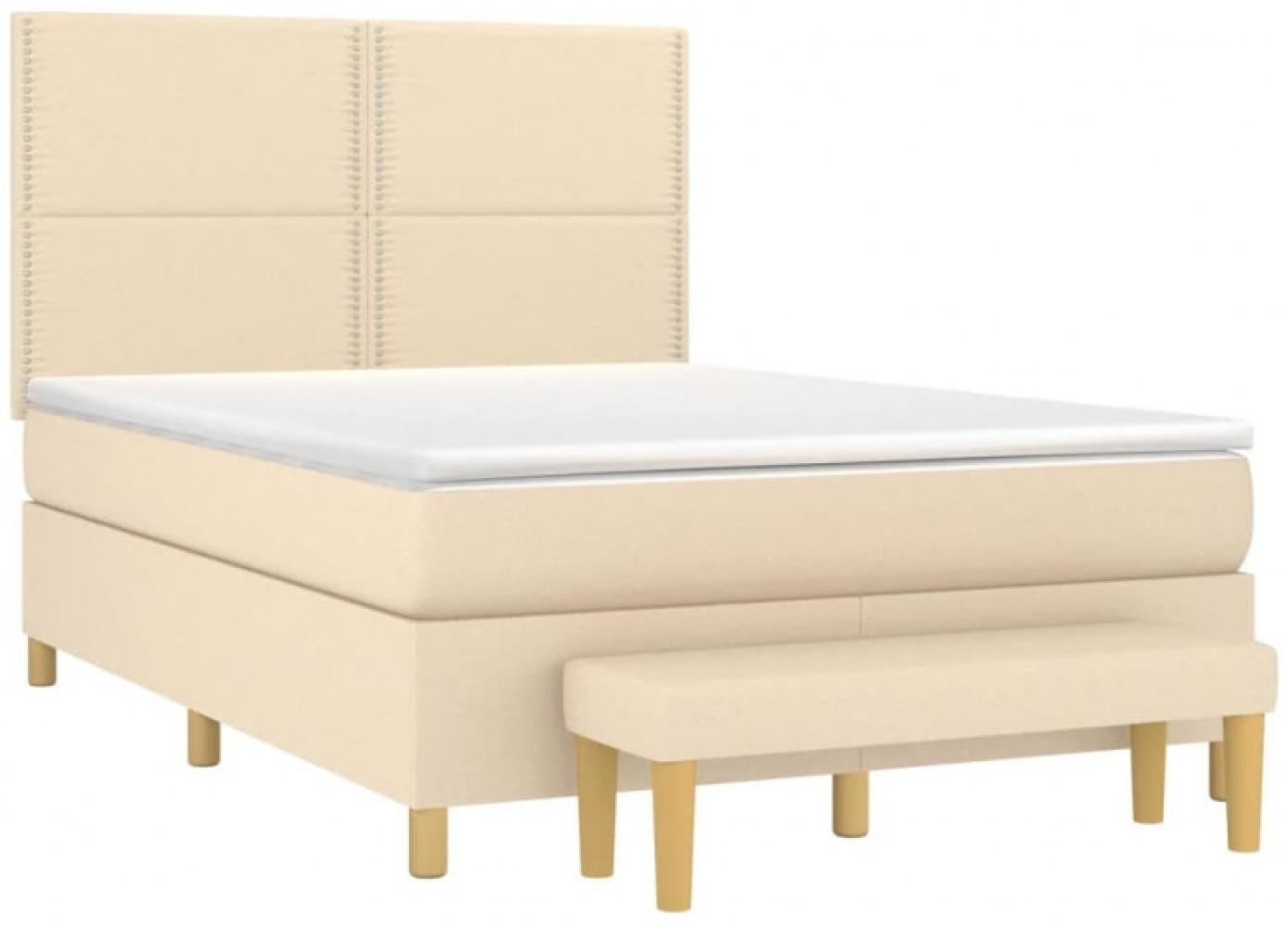 vidaXL Boxspringbett mit Matratze Creme 140x200 cm Stoff, Härtegrad: H2 [3137082] Bild 1