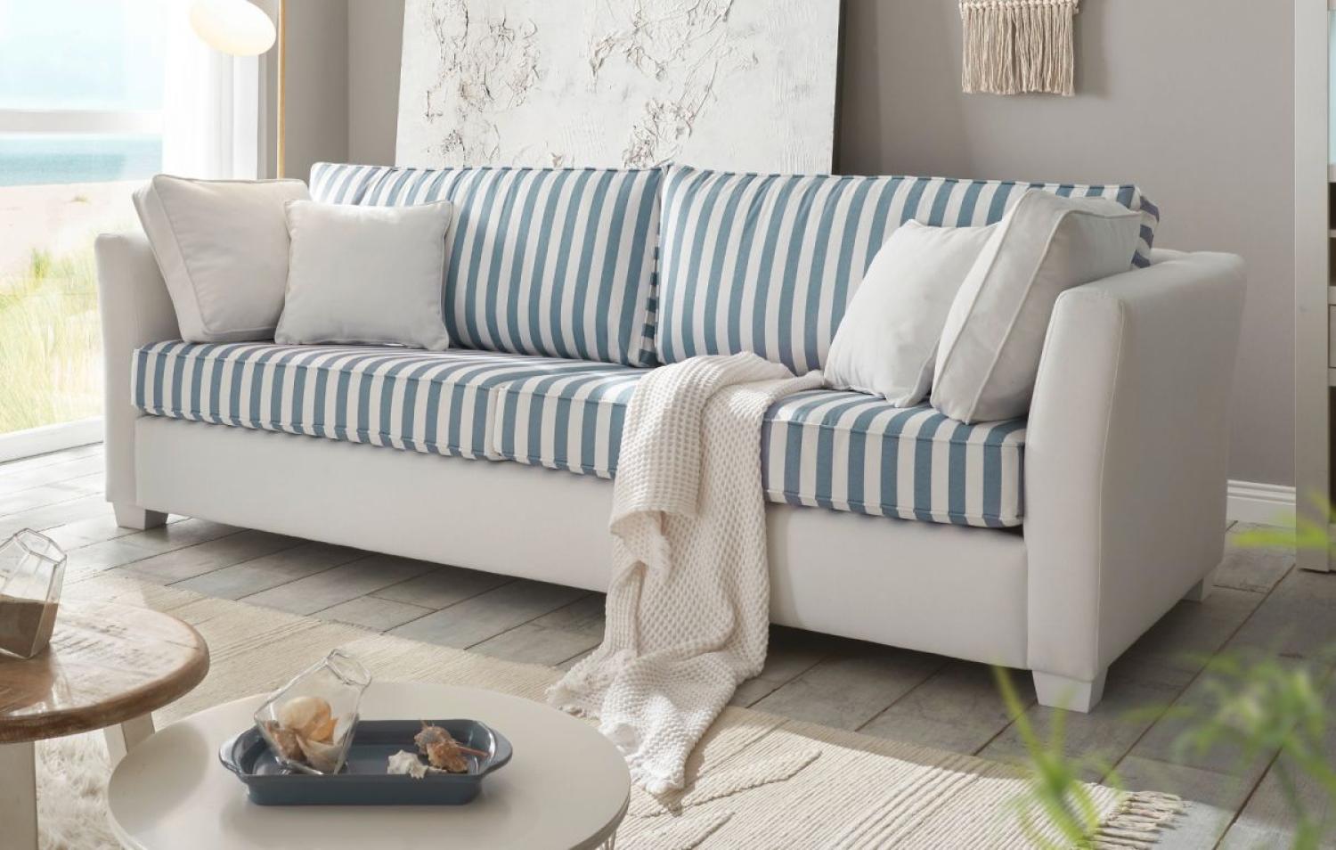 Sofa 2,5-Sitzer Hooge in creme und blau 200 cm Bild 1