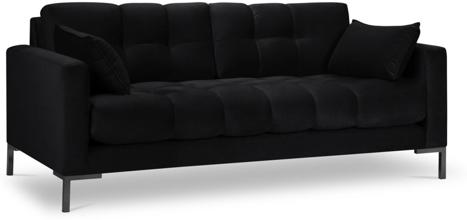 Micadoni 2-Sitzer Samtstoff Sofa Mamaia | Bezug Black | Beinfarbe Black Metal Bild 1