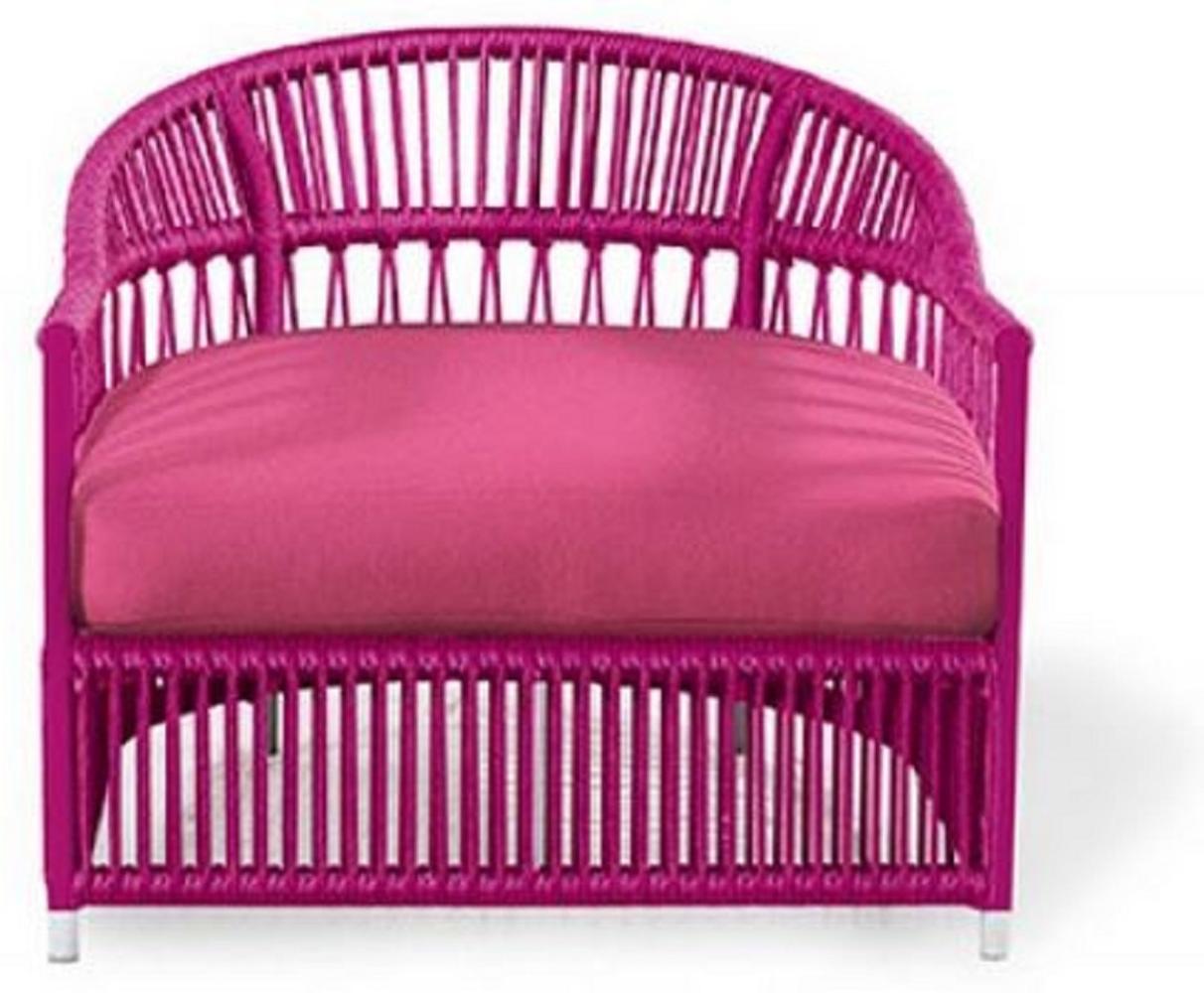 Casa Padrino Luxus Sessel Pink 86 x 98 x H. 76 cm - Handgewebter Wetterbeständiger Sessel - Hotel Pool Sessel Möbel - Luxus Qualität Bild 1